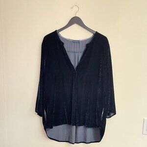 CP Shades Midnight Blue Velvet Rayon Silk V-neckTunic USA made, XL